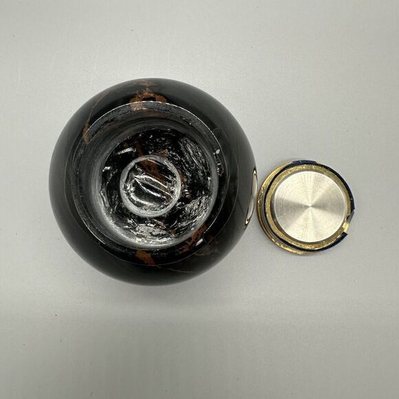 Marble Ball Desk Clock Infinity Japan Movt Paperweight Black/Brown - Picture 5 of 9